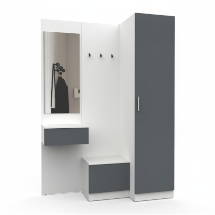 Набор мебели для прихожей "Марсель-154" МР 01-154 В2160 Ш1500 Г580 (ЛДСП Графит серый) Набор мебели для прихожей "Марсель-154" МР 01-154 В2160 Ш1500 Г580 (ЛДСП Графит серый)